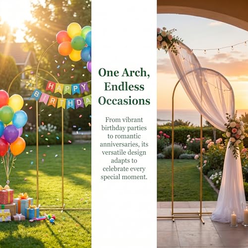 Metal Arch Backdrop Stand 7.2FT+6.6FT+6FT: Wedding Arch Frame for Ceremony Balloon Arch Stand for Birthday Anniversary Wedding Party Baby Shower