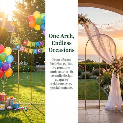 Metal Arch Backdrop Stand 7.2FT+6.6FT+6FT: Wedding Arch Frame for Ceremony Balloon Arch Stand for Birthday Anniversary Wedding Party Baby Shower