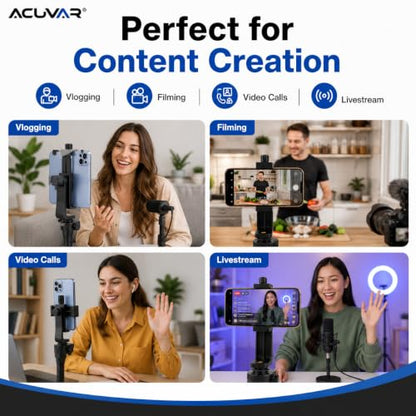 Acuvar Phone Mount for Tripod, Universal Smartphone Holder Adapter with 1/4" Screw, Adjustable Clip for iPhone & Android, Vertical & Horizontal Tripod Phone Holder - style: 1) Rotating Phone Mount