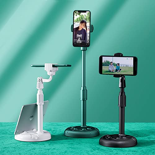 Phone Stand for Recording Desktop Video Recording 360° Plus 270° Rotation Liftable Cat Claw Base Dual Holder for iPhone iPad (White with Cat Claw Base (10.3″-14.3″)) - color: White