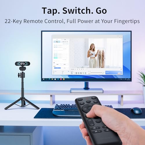 EMEET C60E Dual-Camera 4K Webcam for Streaming, Wide-Angle and Telephoto Cameras, Max 11X Hybrid Zoom & PDAF Autofocus, Remote Control, RGB Lighting, 2 Mics, Ideal for Livestreaming and Online Meeting - style: Dual-Camera w/ Remote