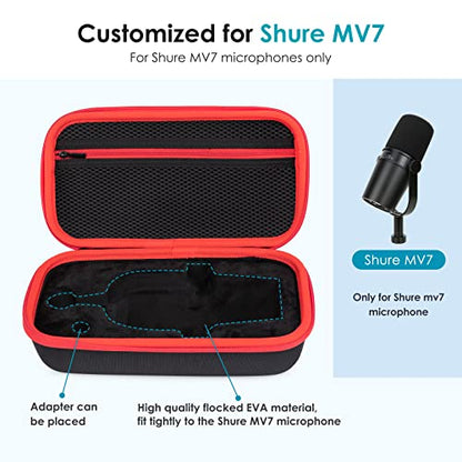 YOUSHARES MV7 Microphone Case Bag with Mic Cover Foam - Mic Case Hard Carring Case with Windshield Compatible with Shure MV7 USB Condenser Microphone - color: Shure MV7 Case