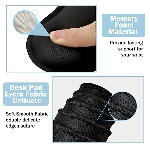 4-in-1 Large Gaming Mouse Pad, Keyboard Wrist Rest Pad & Wrist Support Mousepad Set, Extended Desk Pad Waterproof Desk Mat for Home Office Study Game-Black - color: Black
