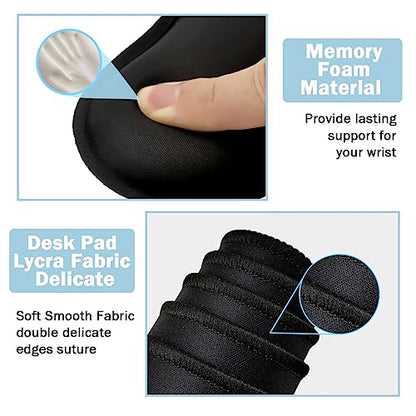 Large Mouse Pad and Keyboard Wrist Rest, Desk Pad for Keyboard and Mouse, 4-in-1 Large Gaming Mouse Pad with Wrist Support, Desk Mat for Home Office Study Game-Black - color: Black