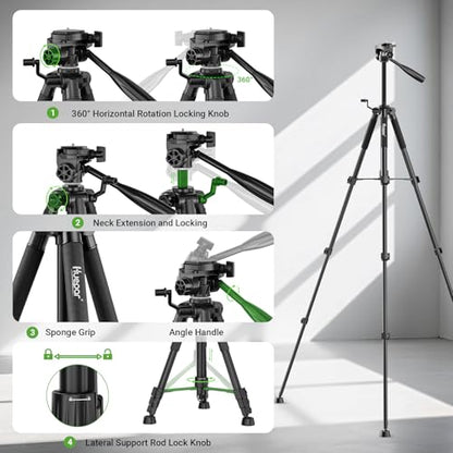 Huepar Tripod 50-inch Extendable Height Tripod Use with Laser Level, Point Lasers, Lazer Distance Measures, 1/4" and 5/8" Thread Mount for for Varieties Tools, Outdoor and Indoor T13A - size: 50-Inch