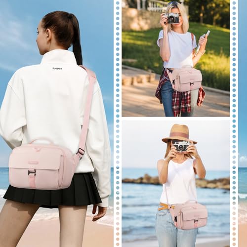 MOSISO Camera Shoulder Bag Case Crossbody Sling Purse, DSLR/SLR/Mirrorless Compact Padded Photography Handbag with Rain Cover Compatible with Canon/Nikon/Sony Cameras and Lenses, Pink - color: Pink