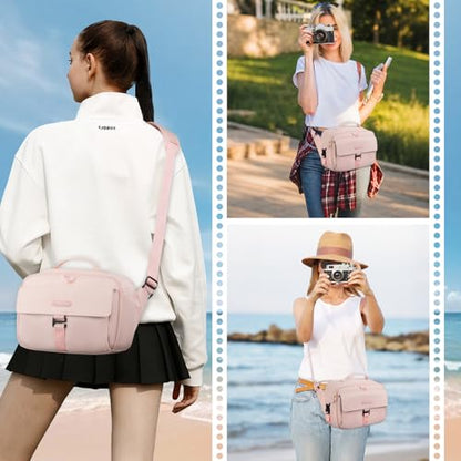 MOSISO Camera Shoulder Bag Case Crossbody Sling Purse, DSLR/SLR/Mirrorless Compact Padded Photography Handbag with Rain Cover Compatible with Canon/Nikon/Sony Cameras and Lenses, Pink - color: Pink