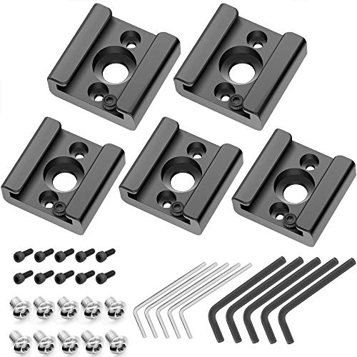 Cold Shoe Mount Adapter Cold Shoe Bracket Standard Shoe Type with 1/4" Thread Hole for Camera DSLR Flash Led Light Monitor Video and More 5Pack - color: BK 5Pack