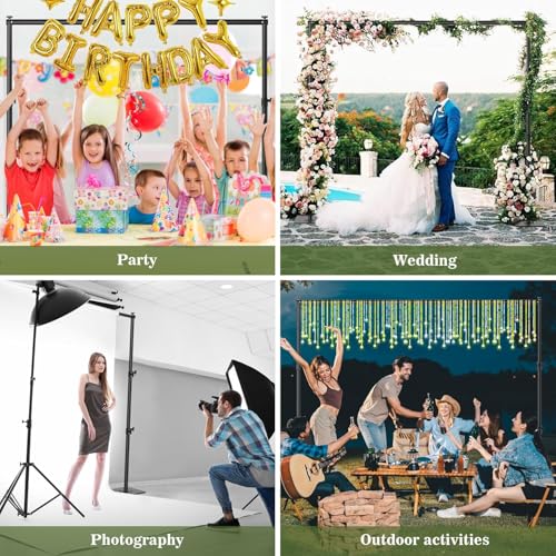 Backdrop Stand 10x10 ft Adjustable Photo Backdrop Stand Kit, Heavy Duty Pipe and Drape Photography Background Support with Flat Metal Base for Wedding, Party, Video Studio, Birthday, Black - size: 10x10 ft