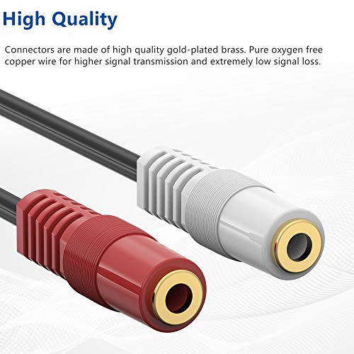3.5mm Stereo to Dual Mono Cable, 6inch 1/8" TRS Male to 2 TS Mono Female Adapter Gold-Plated Connector Audio Y Splitter Cord for Headphone, Speaker - size: 1-Pack