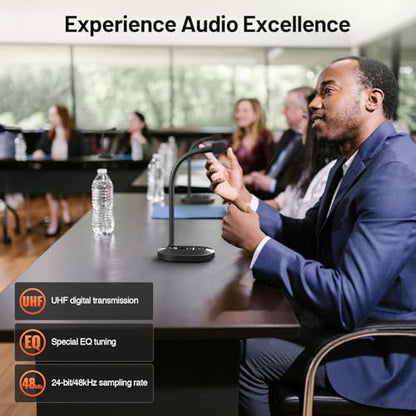 MELONARE 4-Channel Wireless Conference Microphone System, UHF Compact Cordless Mic Set w/ 4x10 Frequencies, 200ft Range, 4 Gooseneck Mics for Lecture, Church, Conference, Public Speaking (MWM-41-4G) - size: 4 Gooseneck Mics