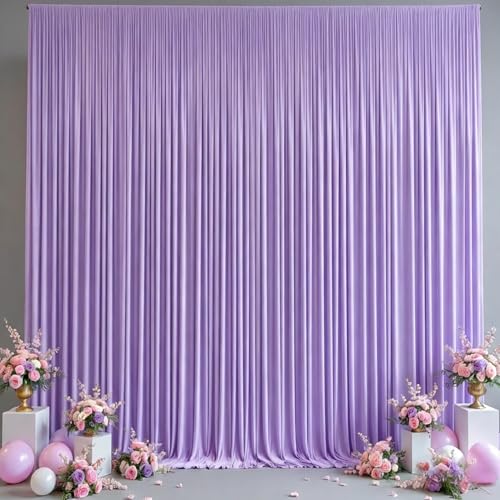 10x10FT Backdrop Curtains with Rod Pockets - Wrinkle Free Photo Stage Backdrop 2 Panels Curtains Drapes for Photography Wedding Party Baby Shower Decorations (Lavender) - color: Lavender, size: W5' x H10'(2 panels)