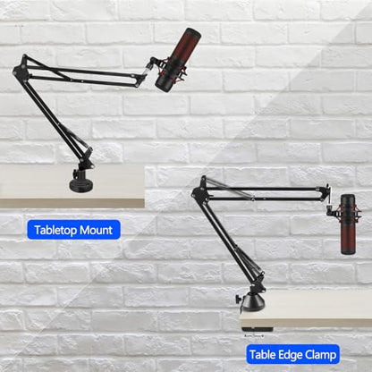 GEEKRIA for Creators Microphone Boom Arm Compatible with HyperX QuadCast, QuadCast S, SoloCast Suspension Stand Mic Arm Mount with Table Flange Adapter, Mic Stand Desk Mount