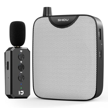 SHIDU 35W Power Voice Amplifier with Bluetooth Wireless Lavalier Microphone, Portable Teacher Mic with Speaker Personal Clip On Microphone System for Teacher Meeting Training-M500 (Black) - color: Black