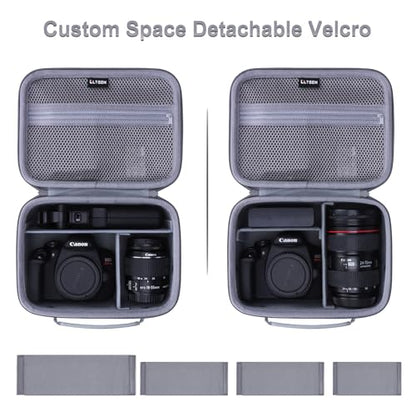 Camera Case Bag Compatible with Canon EOS Rebel T7/R50/R6 Mark II/R100/R50 V/T6/R8/R10/R5 Mark II/RP/R7/5D Mark IV/SL3/R5/T100 DSLR Camera, Len and Tripod with 4 Dividers and Shoulder Strap, Gray - color: Gray, size: Small