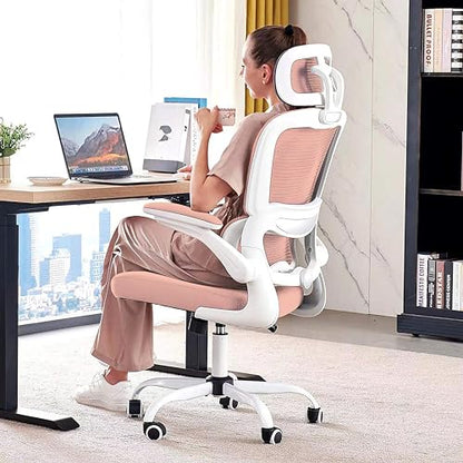 TRALT Office Chair Ergonomic Desk Chair, 330 LBS Home Mesh Office Desk Chairs with Wheels, Comfortable Gaming Chairs (1, Pink) - color: Pink