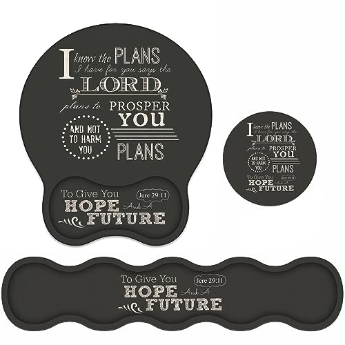Wrist Rest Support Ergonomic Gel Mouse Pad & Memory Foam Keyboard Set, Non-Slip Rubber PU Base for Home Office Working Studying Easy Typing & Pain Relief, Bible Verse Jeremiah 29:11 - color: Bible Verse Jeremiah 29:11