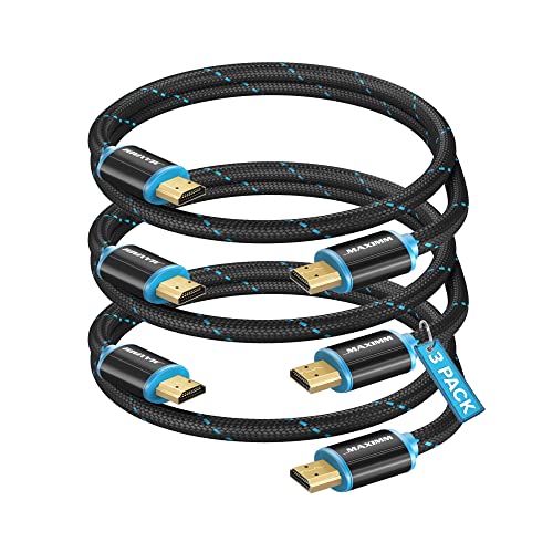 Maximm Hdmi Cable 4K 1 Ft, 3 Pack, Braided, 18Gbps, Hdmi 2.0, Gold-Plated - color: 3 Pack, size: 1 Foot