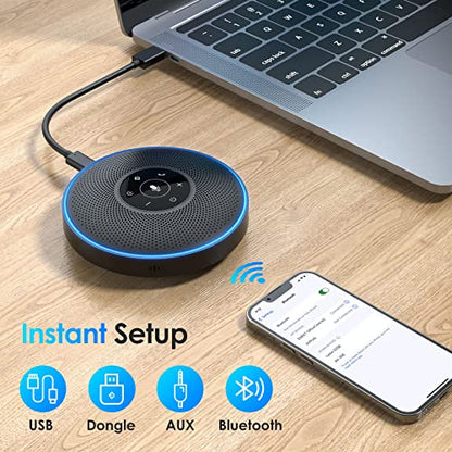 EMEET Bluetooth Speakerphone - Daisy Chain/Use Alone up to 16 attendees, M220 Professional Wireless Speakerphone 360°Voice Pick-up 8 AI Noise Cancellation Mics Skype Speakerphone for Conference Calls - style: M220-16 People
