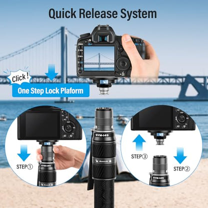 SIRUI SVM-145 Rapid Monopod with Feet, 57” Professional Carbon Fiber Camera Monopod, One-Step Rapid Height Adjustment, Modular 3 in 1, Max Load 22lbs - size: SVM-145