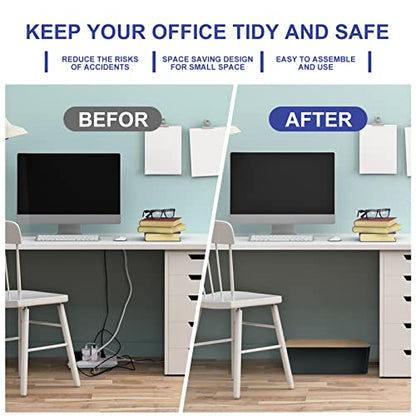 Cable Management Box - Wooden Style Cord Organizer Box to Hide Wires & Power Strips | Desk Computer Cable Organizer Box | Safe ABS Material | 12.6" (L) x 5.3" (W) 4.9" (H) | for Home & Office - Black - size: Medium