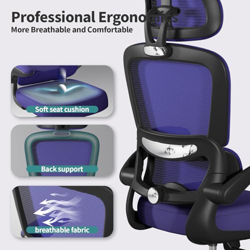 TRALT Office Chair Ergonomic Desk Chair, 330 LBS Home Mesh Office Desk Chairs with Wheels, Comfortable Gaming Chairs (1, Violet) - color: Violet