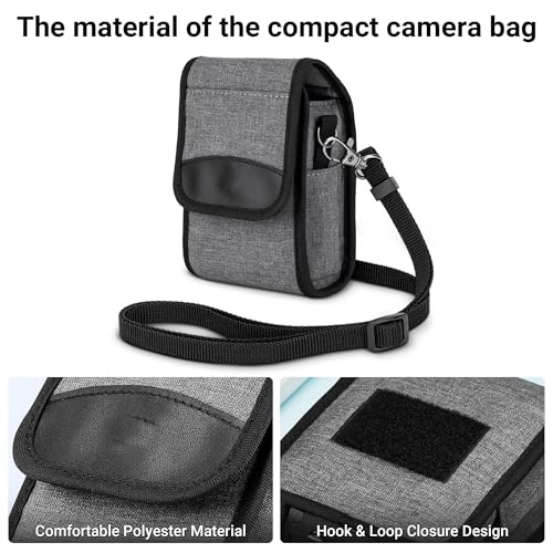 Compact Digital Camera Case Bag for Kodak FZ55 FZ45 SNAPIC A1 EKTAR H35N TG-7 TG-6 TG-5 TG-4 RX100VII RX100VI ZV-1 ZV-1II ZS99 GR III GR IV III GRIIIx G7XIII TS30 TZ99 XF10 with Belt Loop & Strap