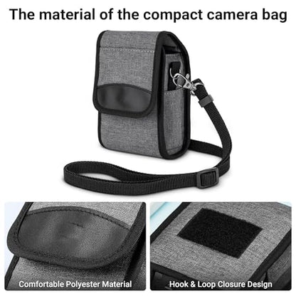 Compact Digital Camera Case Bag for Kodak FZ55 FZ45 SNAPIC A1 EKTAR H35N TG-7 TG-6 TG-5 TG-4 RX100VII RX100VI ZV-1 ZV-1II ZS99 GR III GR IV III GRIIIx G7XIII TS30 TZ99 XF10 with Belt Loop & Strap