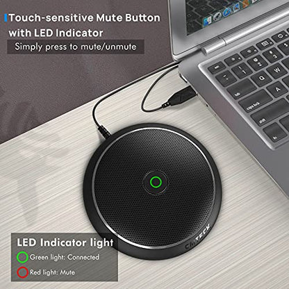 CMTECK Conference USB Microphone, Computer Desktop Mic with Mute Function, Omnidirectional Condenser PC Mic for Video,Streaming, Skype, Plug & Play Compatible with MacOS X Windows (No Speaker) - color: WITHOUT SPEAKER（ dark black）