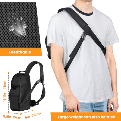TARION Camera Sling Bag Backpack - DSLR Sling Camera Bag for Photographers | Cross body Sling Bag with Raincover Tripod Holder Photography Compact Slingpack Black TR-S - color: Sling Bag Black, size: Large