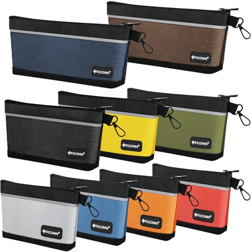 TICONN Tool Pouches with Zipper, 1680D Oxford Small Tool Bags, Waterproof Utility Bag Zipper Pouch for Tool Organizers and Storage (9 Pack Combo) - size: Colored, 9 Pack Combo