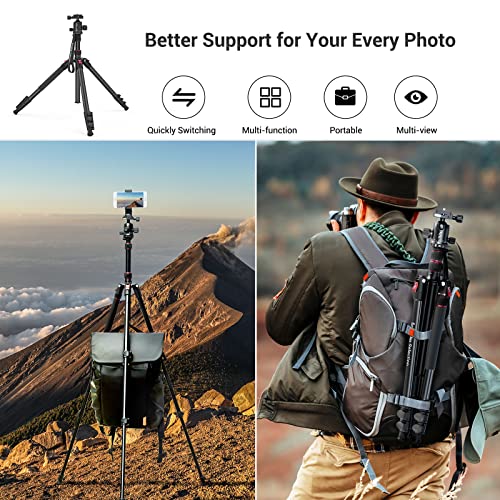 SmallRig Camera Tripod, 71" Foldable Aluminum Tripod/Monopod, 360°Ball Head Detachable, Payload 33lb, Adjustable Height from 16" to 71" for Camera, Phone - style: 71"