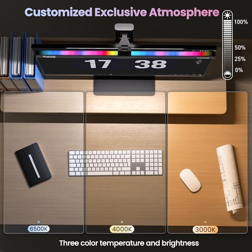 Quntis Monitor Light RGB PRO Backlight, Eye-Care Dual Light Computer Light Bar Gaming Office Desk Lamp, 15 Modes Dimmable Backlight, 3 Color Temperature Adjustable Brightness, Ra95 Screen Light Bar - style: RGB PRO Backlight