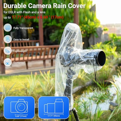 2 Pack 18" Long Camera Rain Cover with Flash Dust Sleeve Protector for Canon EOS R5 R6 Rp 5D 6D 7D 90D 80D 77D 70D Z7II Z6II Z5 Z50 D850 D810 D780 D750 D610 D500 D3500 D5600 D7500 - color: for Long Lens Camera w Flash