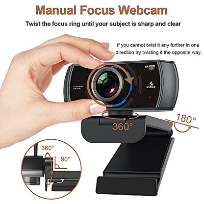 NexiGo N980P 1080P 60FPS Webcam with Microphone and Software Control, USB Computer Camera, Built-in Dual Noise Reduction Mics, 120° Wide-Angle for Zoom/Skype/FaceTime/Teams, PC Mac Laptop Desktop - style: Webcam 60FPS