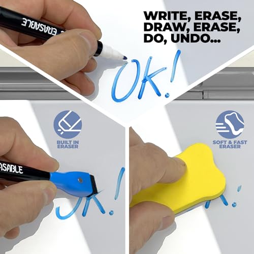 Desktop Whiteboard - Glass Dry Erase White Board - Desk Computer Buddy – Home Office & Studying Essentials - Desktop Pad with Phone & Tablet Slot, Storage Compartment - Includes 4 Markers, 1 Eraser - color: Grey