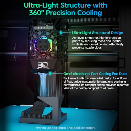 BIQU Panda Jet Pack V2.0 Black Shell with RGB Light Upgrade Print Head for Bambu-Lab P1P/P1S/X1C/X1E 3D Printer - size: Panda Jet Pack V2 Black