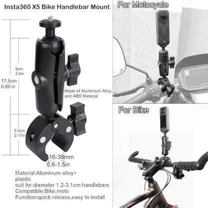 PellKing Accessories Kit for insta360 X5,Included Carrying Case with Belt,2 Pcs Metal 1/4" Adapter,Handlebar Clamp,Magnetic Mount,43in Selfie Stick,Chest Strap,Head Strap,Backpack Mount,and Others