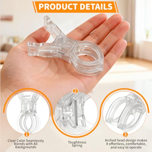 Muitcdo 10 Pack Balloon Arch Clips, Large Clear Spring Clamps for Backdrop, 3.5'' Plastic Clips Supplies for Birthday Decoration Accessories Beach Towels Crafts Swimming Pool Photography Studios