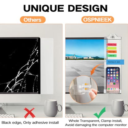 Monitor Memo Boards for Computer, Whole Transparent 2 Pack (Left & Right) Multifunction Acrylic Screen Message Reminder Pad Side Panel Phone Holder Organizer for Office Desktop, with Pen & Sticky Note - style: Left + Right