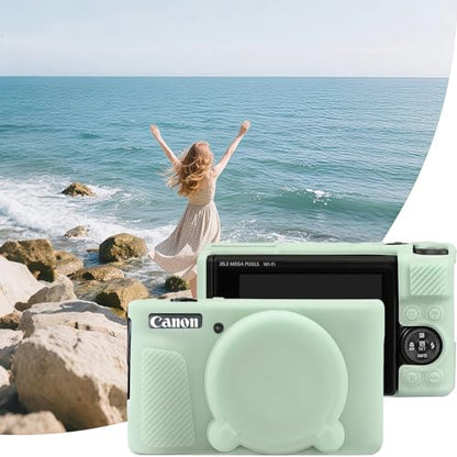 Camera Case for Canon PowerShot SX740/ SX730 Digital Camera,SX740 HS Case, Soft Silicone Protective Case Removable Lens Cover,Comes with 2 Screen Protectors and 1 Wrist Strap. (Green Jelly) - color: Green Jelly