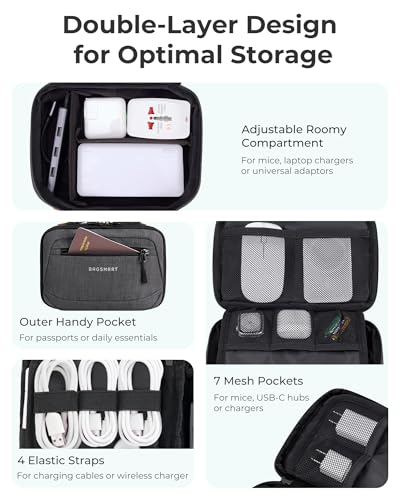 BAGSMART Electronics Organizer Travel Case, Cord Organizer Travel Cable Bag for Tech Accessories (Black)
