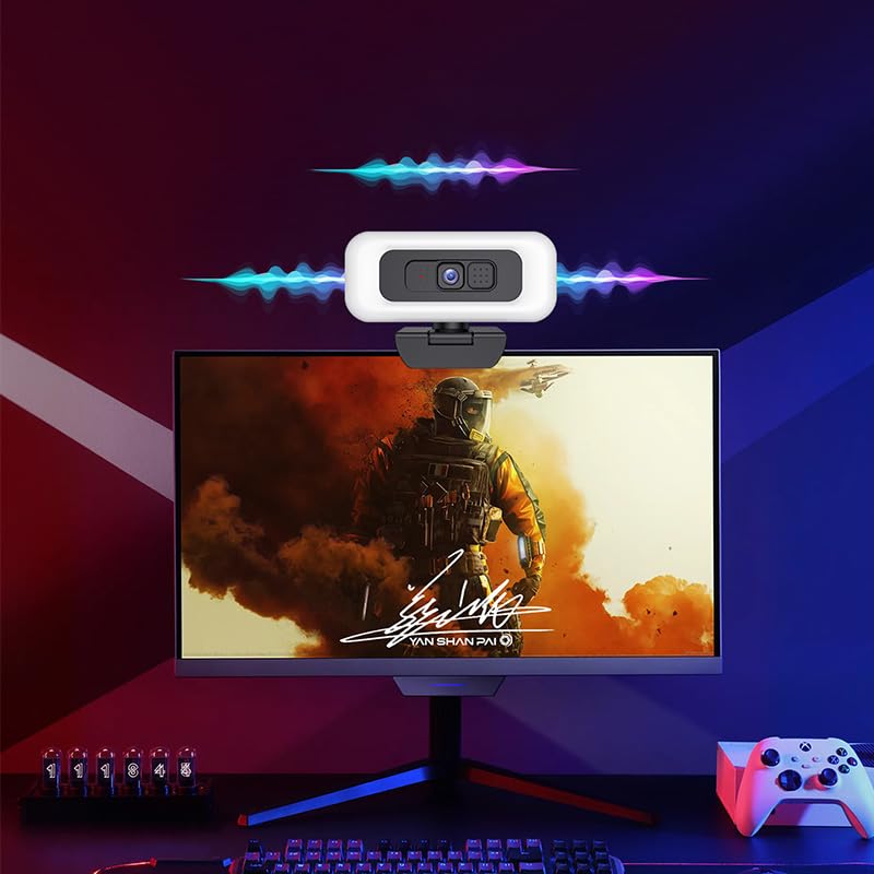 4K Webcam with Microphone and Privacy Cover, Computer Camera with Autofocus for Streaming and Conferencing, 1 PC