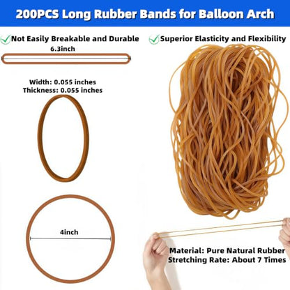 10 Pack Transparent Balloon Arch Clips, 3.5" Backdrop Spring Clamps with 200 Stretchy Rubber Bands for DIY Birthday Wedding Balloon Arch Party Decorations, Photo Studio & Craft Supplies