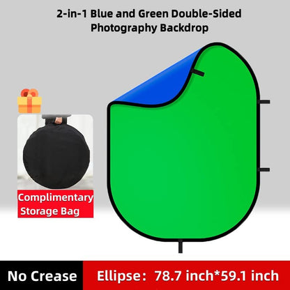 59.1x78.7inch/1.5x2.0mChromakey Green Screen， Blue & Green 2 in 1 Double Sided Pop Up Collapsible Backdrop for Vlogging and Video Conferencing with Carrying Bag - size: 59.1×78.7 inches