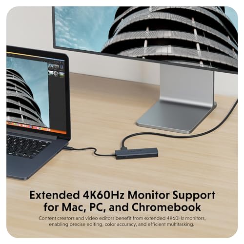 HyperDrive Next 6 Port USB C Hub for Mac, PC, Chromebook with 4K60Hz HDMI, 2 USB-A, USB-C 10Gbps 100W Power Delivery, 312 MB/s SD Card Reader Ports - size: 6 Port USB-C Hub with 2x USB-A
