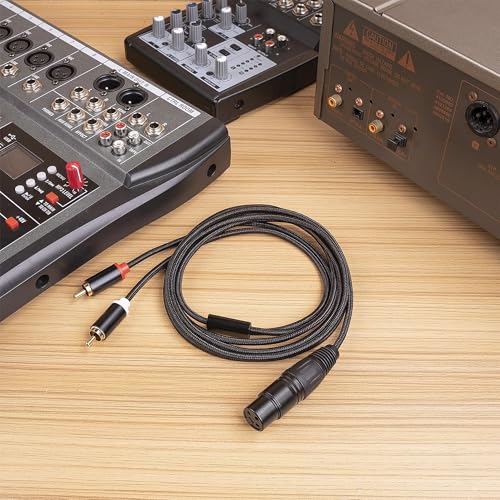 XLR to 2 RCA Splitter Cable Patch Audio Connector 2M | Dual RCA Phono Male Plugs to XLR 3 Pin Female Adapter,for Microphone Amplifier Mixer Instruments - style: Female