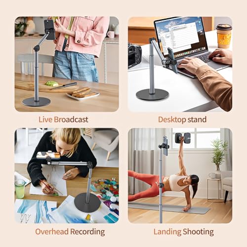 yAyusi Vlogging Kit for iPhone/Android, 13.7 in Long Overhead Phone Mount, Microphone/Remote Control, Flexible Articulating Arm Phone Mount for Desk for Live Streaming, Meeting, Cooking, Filming - size: Microphone