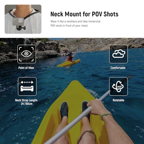 NEEWER Magnetic Neck Mount Compatible with GoPro Hero 13 12 11 MAX DJI Action 4 Insta360 iPhone 15 Pro Max Samsung S23, Quick Release Flexible POV Action Camera Neck Mount Adapter & Phone Holder, GP15 - style: GP15