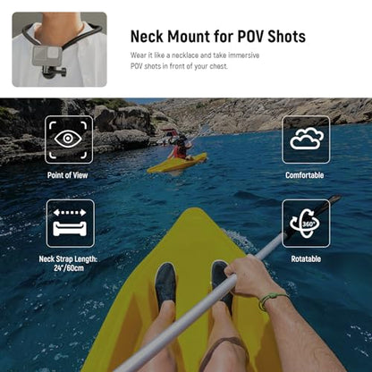 NEEWER Magnetic Neck Mount Compatible with GoPro Hero 13 12 11 MAX DJI Action 4 Insta360 iPhone 15 Pro Max Samsung S23, Quick Release Flexible POV Action Camera Neck Mount Adapter & Phone Holder, GP15 - style: GP15